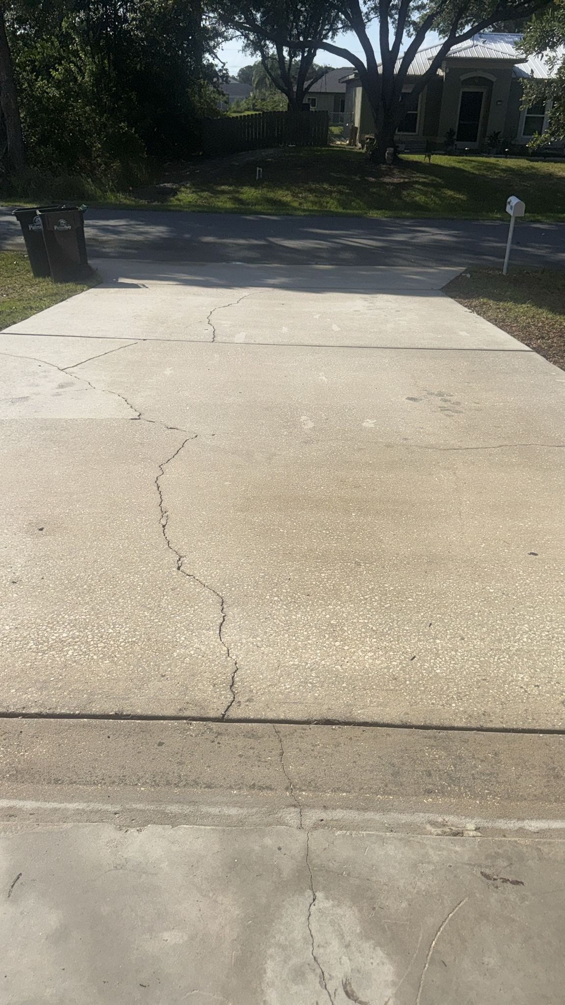 Driveway before pressure washing