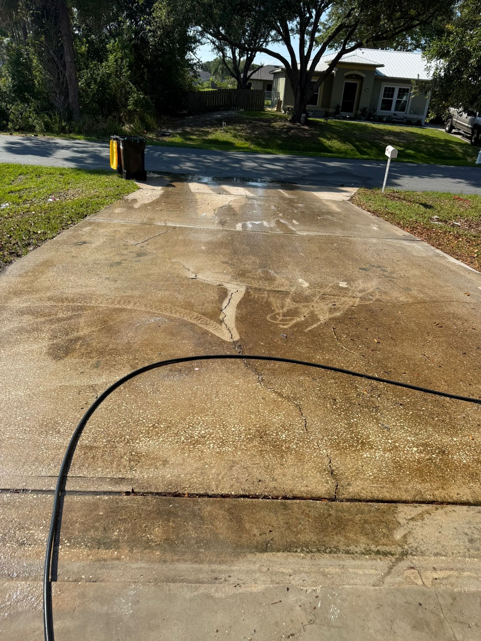 Driveway after pressure washing