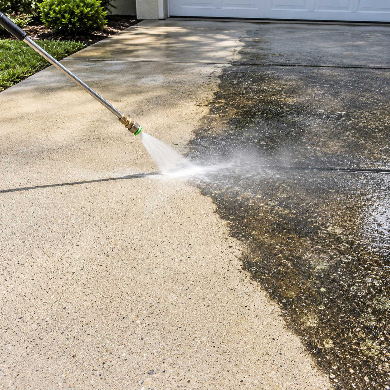 Driveway pressure washing
